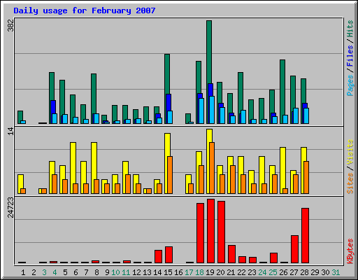 Daily usage for February 2007