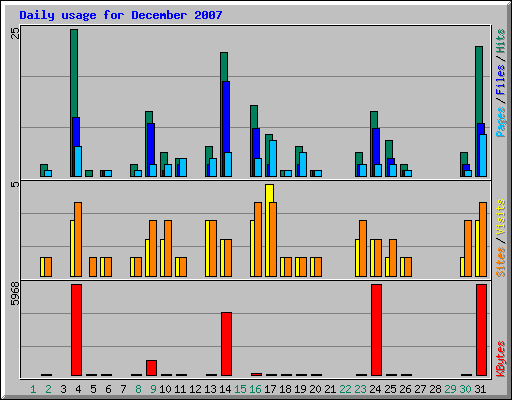 Daily usage for December 2007