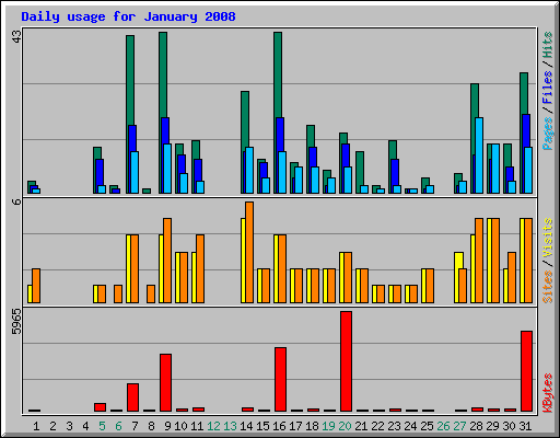 Daily usage for January 2008