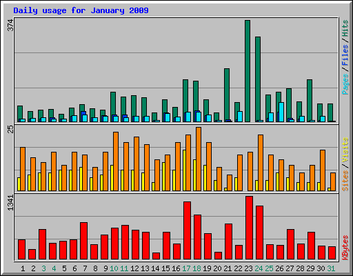 Daily usage for January 2009