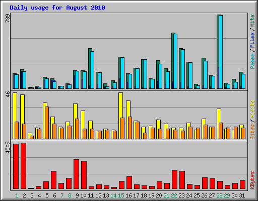 Daily usage for August 2010