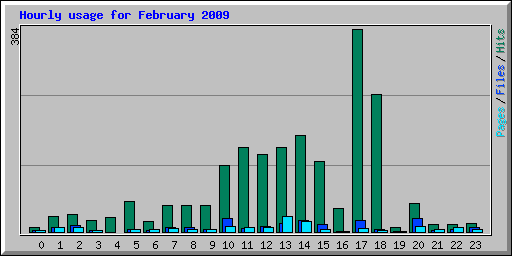 Hourly usage for February 2009